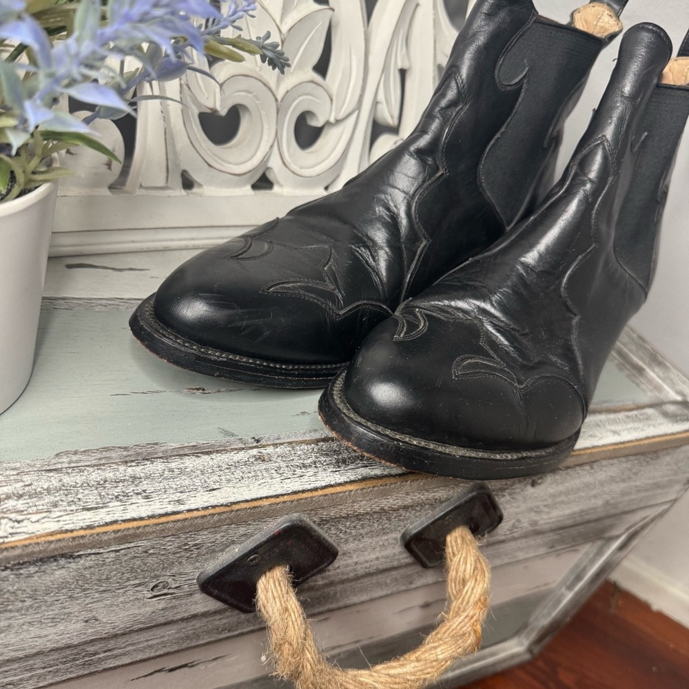 VINTAGE Western Pointed Toe Pull On Ankle Cowboy Boot Size 8.5EE Rodeo - Picture 3 of 16